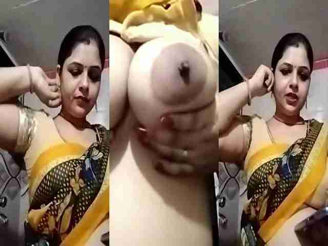 Desi Hindi XXX Sexy Milf Bhabhi shows her big Boobs and wet shaved pussy on camera