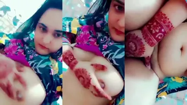 New pakistani sex mms Cute beautiful Pashto girl squeezes big boobs fingers pussy