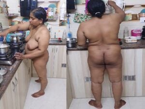 New Indian viral hot mms Mature south Indian mallu mom nude in kitchen recorded by son friend